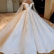 Gorgeous Ball Gown Wedding Dresses Luxury Beadigns Beaded Off The Shoulder Puffy Dubai Arabic S Dubai Wedding Dress Ball Gown Wedding Dress Wedding Dress Train