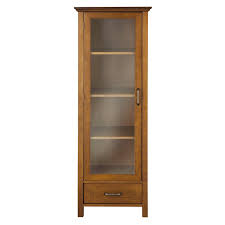 Curio cabinets made in the usa discounted at the clock depot including howard miller curio curio cabinets by howard miller are made in usa. Oak Finish Linen Tower Glass Door Bathroom Storage Cabinet W Drawer Fastfurnishings Com