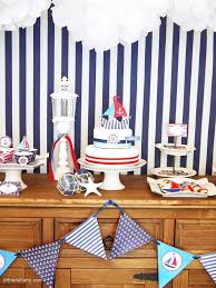 Enhance the background with themed wall decorations, trimming, and backdrops: Nautical Birthday Party Printables Supplies Birdsparty Com Bird S Party