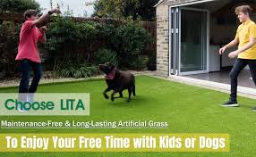 Trafficmaster trafficmaster trugrass emerald 12 ft. Amazon Com Lita Premium Artificial Grass 8 X 12 96 Square Feet Realistic Fake Grass Deluxe Turf Synthetic Turf Thick Lawn Pet Turf Perfect For Indoor Outdoor Landscape Customized Home Kitchen