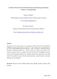 Conceptual research focuses on the concept or theory that explains or describes the phenomenon being studied. The Effect Of Electronic Word Of Mouth Ewom On Brand Image And Purchase Intention A Conceptual Paper