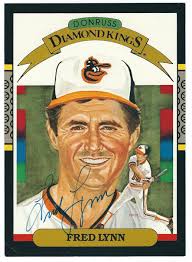 Autographed Fred Lynn 1987 5x7 Donruss Diamond King