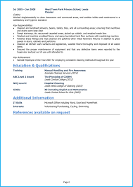 cleaner cv example page 2 cv examples