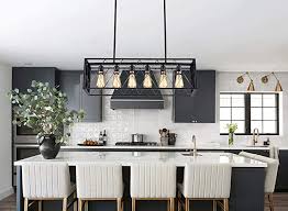 Lighting fixtures for dining area. Industrial Kitchen Island Pendant Lighting Rectangular Vintage Farmhouse Dining Room Ceiling Light Fixtures 6 Light Rustic Chandeliers For American Country Matte Metal Black Painted Finish Amazon Com