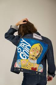 Luxury Denim Embellished Jacket Star Wars C3po Handpainted Etsy Diy Denim Jacket Diy Jacket Jean Jacket Diy