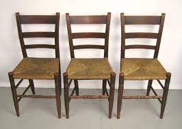 Lot of 2 vintage rustic farmhouse ladder back oak dining rush seat chairs. Antique Ladder Back Chairs 7 For Sale On 1stdibs