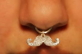 Thick Septum Cuff With Mustache C Silver Fake Nose Ring Movember Jewellery No Piercing Required Fake Septum Ring 18 Gauge In 2021 Fake Nose Rings Septum Piercing Jewelry Body Jewelry
