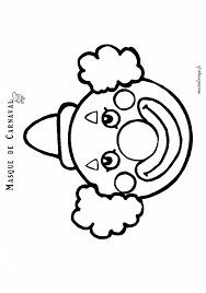 Colorie la grosse caisse en bleu et jaune, les bords du tambours sont bleu outremer et la peau est jaune clair. Coloriage Masque De Clown Carnaval Dessin Gratuit A Imprimer