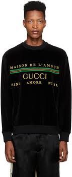 Gucci Black Chenille Maison De L Amour Sweatshirt Ssense Canada