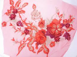 Floral fabrics are versatile as much as they are lovely, which is why we have such a massive collection! Three Dimensional Applique Embroidered Lace Red Gold Sewing Dance Motif Floral Design Sewing Supplies Crafts