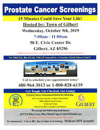 Without looking at the genes of an affected relative first, testing a healthy insurance companies cannot ask you to disclose the results of predictive genetic tests for the majority of read more about screening for prostate cancer. Prostate Cancer Screenings Calendar Town Of Gilbert Arizona