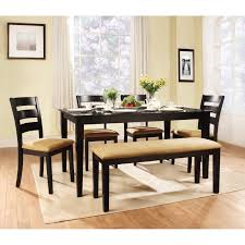 Have To Have It Tibalt 6 Pc Rectangle Black Dining Table Set 60 In With Ladder Back Dining Table With Bench Black Rectangle Dining Table Dining Room Sets