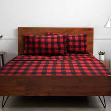 Enjoy a cool and comfortable night's sleep with exceptionally thin breathable. 1800 Thread Count Collection Buffalo Plaid Black Red 4 Pc Bed Sheet Set Queen Walmart Com Walmart Com