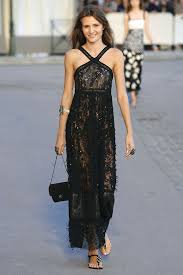 Chanel Runway Black Sequin Leather Maxi Gown Dress 10k Maxi Gown Dress Lace Fashion Fashion