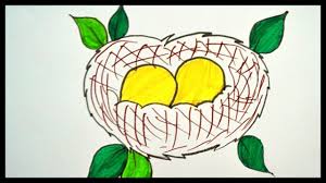 Cartoon Bird Drawing For Kids With Colour How To Draw A Nest Drawing Bird Nest Drawing For Kids Bird Drawings Drawing For Kids Drawings