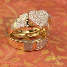 Diamond Wedding 14k White Gold Trio His And Her Bridal Band Engagement Ring Set Yellow Gold Diamond Wedding Band Yellow Gold Diamond Ring Diamond Wedding Bands