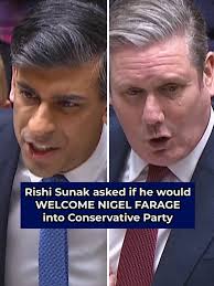 Rishi Sunak says the Tories have a 'proud record' of 'diversity' after Keir  Starmer questioned whether Nigel Farage would be welcomed into the  Conservative Party. #RishiSunak #KeirStarmer #NigelFarage ...