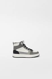 Contrast High Top Sneakers Grey Zara United Kingdom