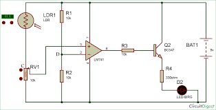 This circuit is under:, circuits, light sensor circuit using op amp 741 l23396 this is a one of the light sensor. Light Detector Circuit Using Wheatstone Bridge