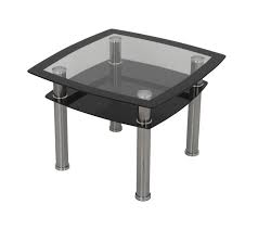 Complete your living room with unique and modern side and accent tables. Modern Black Glass Lamp End Or Side Table With Lower Suspended Black Glass Storage Shelf And Silver Coloured Chrome Legs Table Top Size Of 60cm X 60cm Buy Online In Saint Vincent