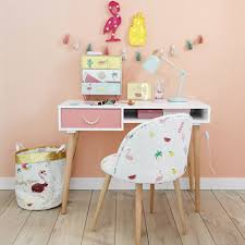 Vintage Schreibtisch Mit 1 Schublade Korallenrosa Und Weiss Tropicool Maisons Du Monde In 2020 Wit Bureau Meisjeskamer Meisjes Bureau