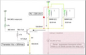 The application where this circuit board will be used is in a 48v autonomous vehicle the diode is in reverse mode when the relay is on so the total supply voltage is then applied across the diode. Relay Coil Suppression With Single Zener Diode Across Bjt Electrical Engineering General Discussion Eng Tips