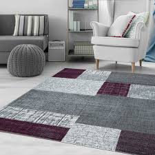 Glory rugs area rug modern 5x7 grey soft hand carved contemporary floor carpet with premium fluffy texture for indoor living dining room and bedroom area. Living Room Rug Modern Rug With Checkered Patterns Short Pile Purple Grey White Colors R7778 Ceres Webshop