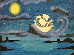 Peter Pan Neverland Jolly Roger Pirate Ship Acrylic Painting Painting Art Acrylic Painting