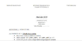 Kupasan mutu jawapan, soalan kbat, soalan sebenar peperiksaan spm. Paper 3 Revision Handouts Formula 50 50 Kertas 3 Mrsm Wicked Biology