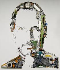 Foundry S Depiction Of Steve Jobs By Taking Apart An Old Macbook Pro Steve Jobs Creative Portraits Celebrity Portraits Drawing