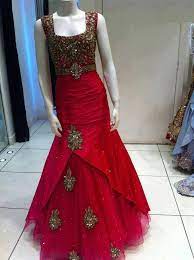 Red Silk Gown Indian Wedding Reception Outfits Indian Wedding Outfits Indian Gowns