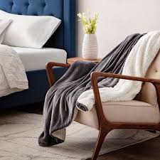 Plush sherpa and faux fur reversible blanket with diamond knitting, twin. Queen Sherpa Blanket Wayfair
