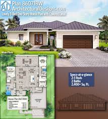 Plan 86071bw Lovely 3 Bed One Story House Plan With Covered Lanai House Plan Gallery My House Plans Family House Plans