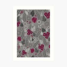 Crow Bleeding Heart Roses Floral Botanical Pattern Art Print By Somecallmebeth Redbubble