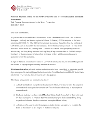Https Www Polyu Edu Hk Combatcovid19 Media Department Home Covid 19 Announcement Notice On Response Actions For The Novel Coronavirus 15 Etravel Declaration And Health Status Form Pdf La Tc Hash 43509976173e8f2d234f40df493414ce