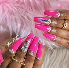 Blue christmas coffin nails using royalty nail supplies! Hot Pink Coffin Nails Designs Nail And Manicure Trends