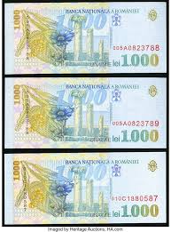 Rate de conversie lei / dolar american. Romania Banca Nationala A Romaniei 1000 Lei 1998 Pick 106 Three Lot 83395 Heritage Auctions