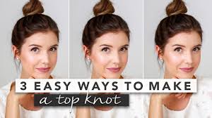 Make a bun, leaving out the ends of your hair just on top of your head. 3 Easy Top Knot Bun Tutorials You Can T Mess Up Perfect For Thin Hair By Erin Elizabeth Youtube