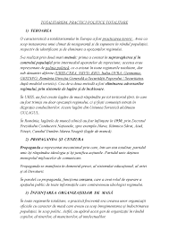 Se baza pe un nationalism exagerat , trimitere catre perioada de glorie a romei antice, restabilirea pozitiei italiei de mare putere. Practici Totalitare Note De Curs 1 Studocu
