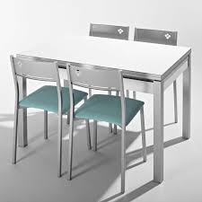 Grâce à son plateau de belle taille, vous pourrez poser une jolie lampe ainsi. Petite Table De Cuisine En Melamine Avec Allonges Et Tiroir Pieds Alu Iris 4 Pieds Com