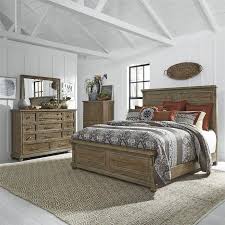 Natural wood finish bedroom set. Farmhouse Rustic King Bedroom Set Novocom Top