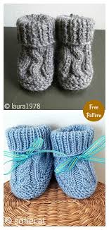Pick up these heel sts. Two Needle Cable Baby Booties Free Knitting Pattern