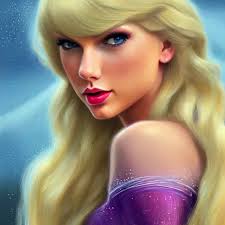 Taylor Swift with blonde hair as Elsa from Frozen,