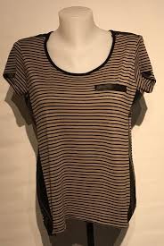 Black And Grey Striped Shirt Womens Mod Lusive Women Small Brown Black Striped Shirt Leather Blouse Short Sleeve Fashion Clothing Shoes Leather Blouse Black Striped Shirt Blouse Short Sleeve