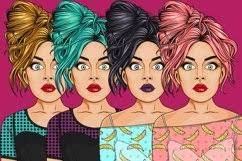 Download Comic Style Pop Art Girls 514316 Illustrations Design Bundles