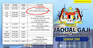 Bilakah tarikh bayaran gaji penjawat awam tahun 2021? Jadual Gaji Penjawat Awam 2021