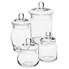 4.6 out of 5 stars. Set Of 4 Small Decorative Clear Glass Apothecary Jars Wedding Centerpiece Storage Canisters With Lids Pricepulse