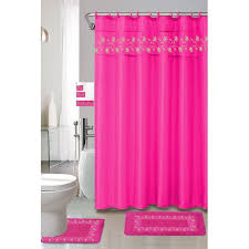Thea 15 Piece Bath Set Hooks Hot Pink Bathrooms Pink Shower Curtains Bath Rugs Sets