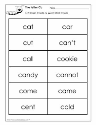 The words are car, cow, cat, cap, corn, coat, coin, cake, circle, and carrot. Word Wall Words For The Letter C Worksheets