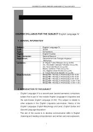 Pdf Course Syllabus For The Subject English Language Iv Nuria Edo Academia Edu